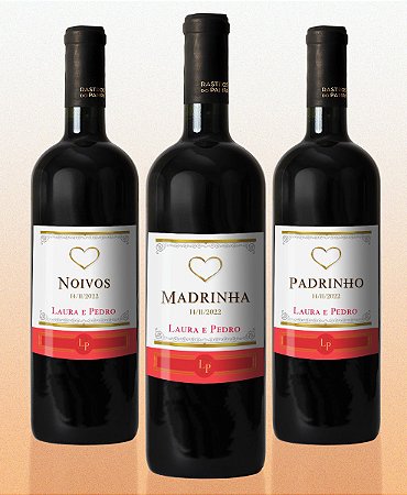 Adesivo 375 ml Vinho Madrinha Padrinho Rótulo Adesivo