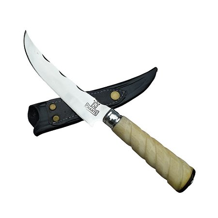 Faca Curva Inox Cabo de Osso