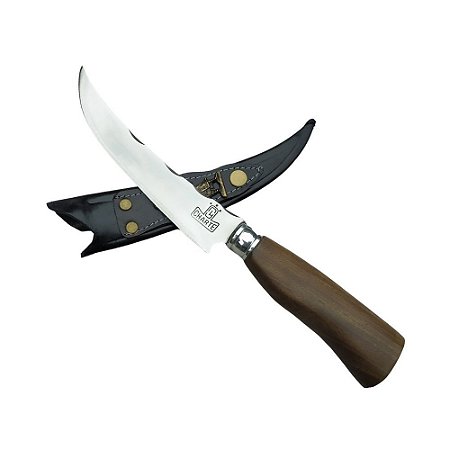 Faca Curva Inox Cabo de Madeira