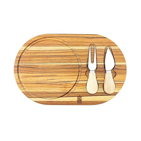 Kit Tábua De Queijo Faca E Garfo Para Servir