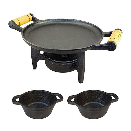 Bifeteira Fogareiro E Duas Molheiras De Ferro Fundido