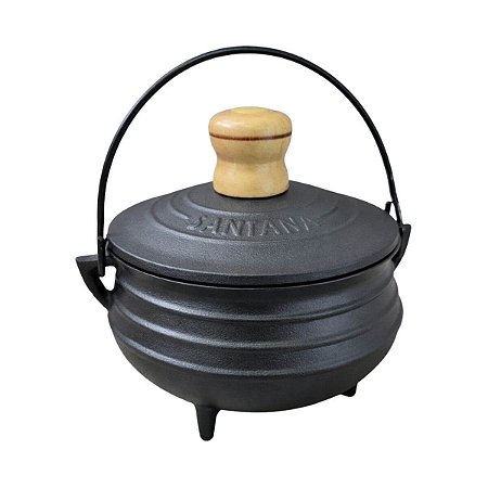 Caldeirão Tripé Com Tampa Panela 600ml De Ferro Fundido