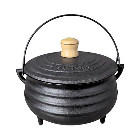 Caldeirão Panela Tripé 1 Litro De Ferro Fundido Com Tampa