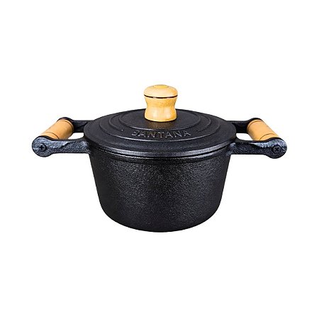 Caçarola Com Tampa De Ferro Fundido Panela 1 Litro Rústica
