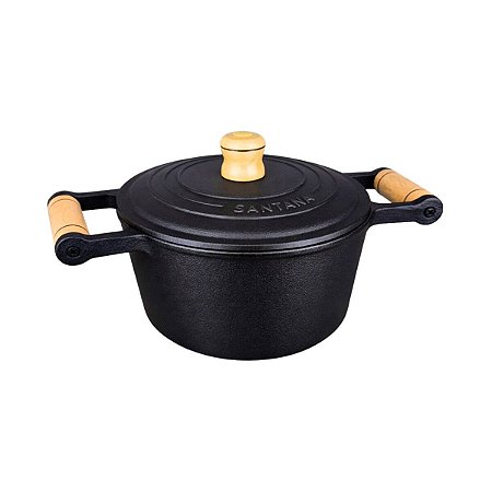 Caçarola Com Tampa Ferro Fundido Panela 1,5 Litros Rústica
