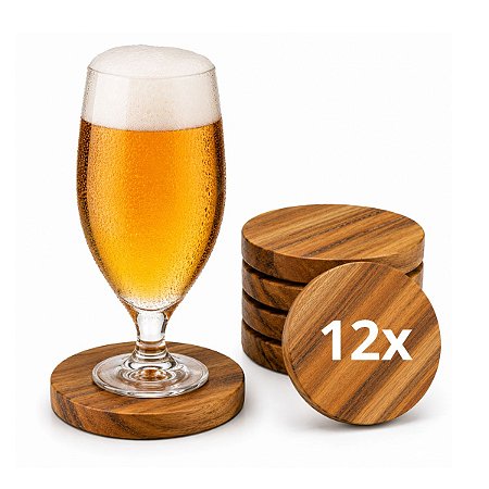 Kit Com 12 Porta Copo De Madeira
