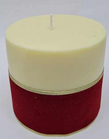 Vela Cilíndrica 12x12 cm com Fita Vermelha