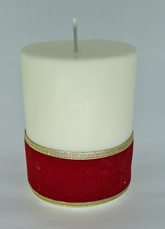 Vela Cilíndrica 7,5x10 cm com Fita Vermelha