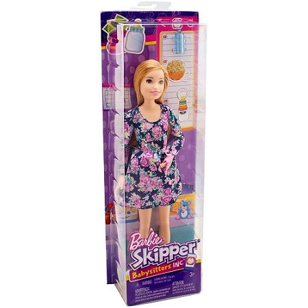 BARBIE BABYSITTER POPICORN MORENA VESTIDO FLORIDO FHY89
