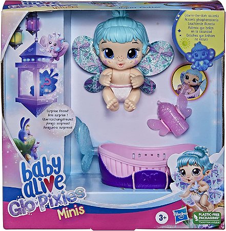 BONECA BABY ALIVE  GLO PIXIES MINIS AQUA FLUTTER F2599 - HASBRO