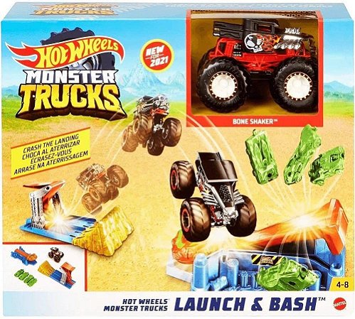 Hot Wheels Lancadores Monster Trucks Lanca E Esmaga Gvk08 -
