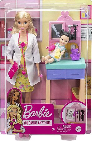 BARBIE COM CENARIO CONJUNTO PEDIATRA LOIRA GTN51