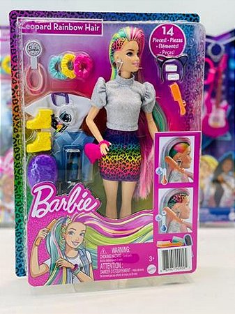 BONECA BARBIE PENTEADOS ANIMAL PRINT GRN80