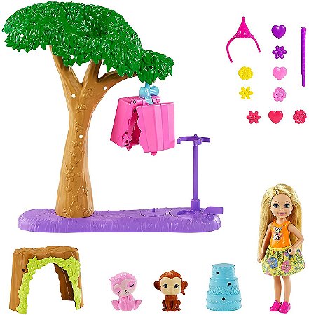 BARBIE COM CENARIO E ANIMAL DHA CHELSEA FESTA GTM84