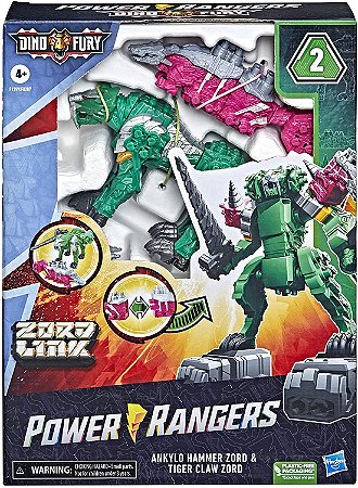 Power Rangers Dino Fury Zord Ankylo Hammer e Zord Tiger Claw Hasbro F1399