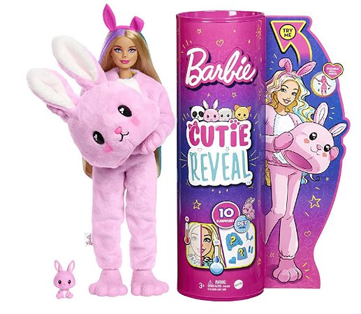 Boneca Barbie Color Cutie Reveal Pet Surpresa Coelho Mattel HHG18