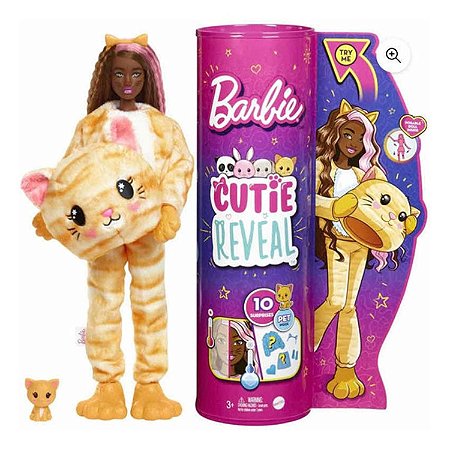 Boneca Barbie Color Cutie Reveal Pet Surpresa Gato Mattel HHG18