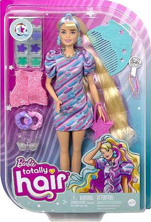 Boneca BarbieTotally Hair Vestido Estrelas Mattel HCM88