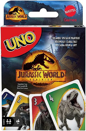 UNO Jogo de cartas Jurassic World 3 Mattel GXD72