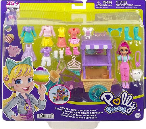 Polly Pocket Boneca Carrinho de doces Surpresas Mattel HHX76