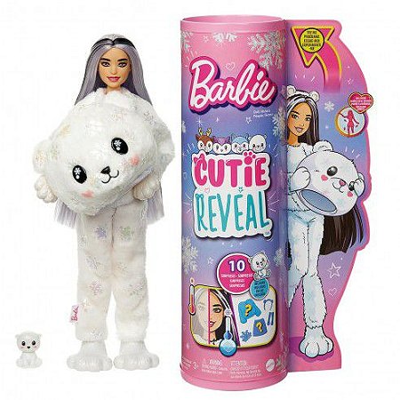 Boneca Barbie Cutie Reveal Série Inverno Urso Polar Mattel
