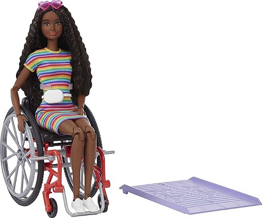 Boneca Barbie Fashionista Negra com Cadeira de Rodas Mattel