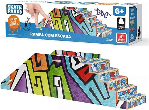 Skate Park Skate de Dedo Rampa com Escada 3799 Brincadeira