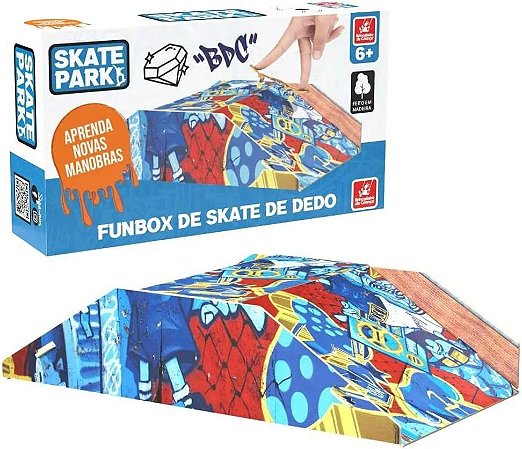 Rampa Funbox Mini - Skate Park de Dedo - Com Suporte em Madeira