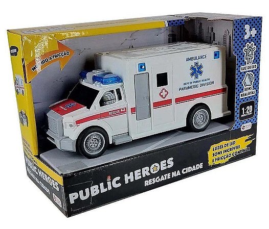 Carro de Ambulância Luz Som e Fricção 1:20 Shiny Toys