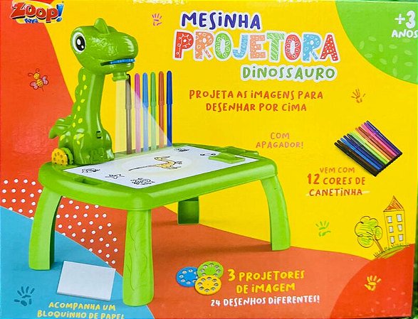 Mesa projetor infantil de desenho dinossauro (rosa)