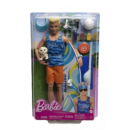 Boneco Barbie Ken com Prancha de Surf  Mattel HPT50
