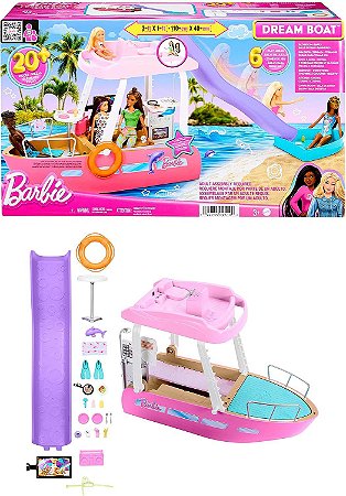 Playset Barbie Barco Com Piscina E Toboágua Dream Boat HJV37