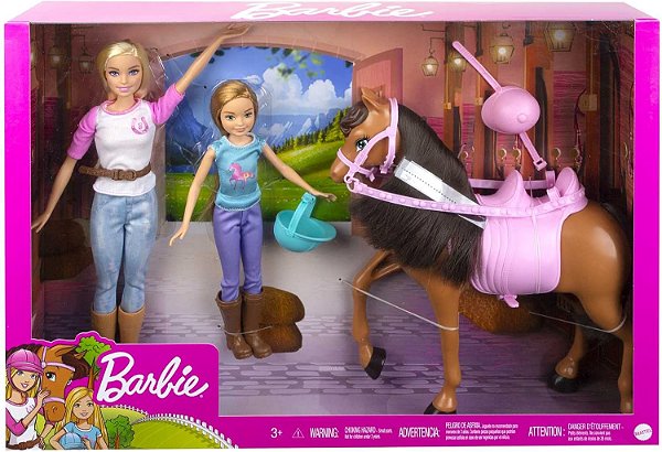 Boneca Barbie Conjunto Aprendendo a Montar a Cavalo Mattel GXD65