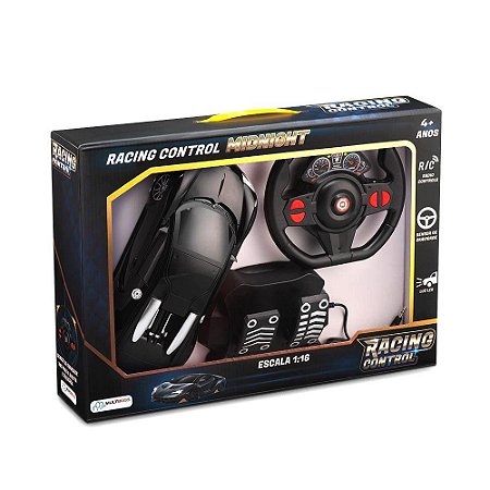 Carrinho com Volante e Pedal Racing Control Midnight Preto Multikids BR1147