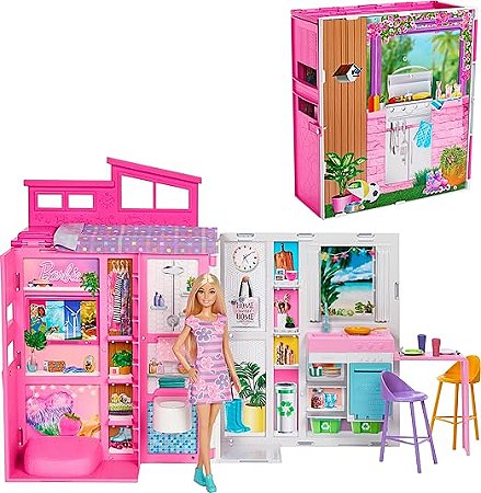 Casa de Boneca Glam com Boneca Barbie Mattel HRJ77