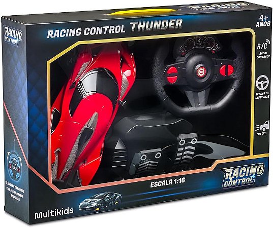 Carrinho Racing Control Thunder Vermelho Multilaser BR1644