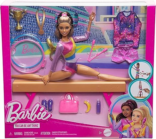 Boneca Barbie Profissões Ginasta Cabelo Castanho MattelHRG53