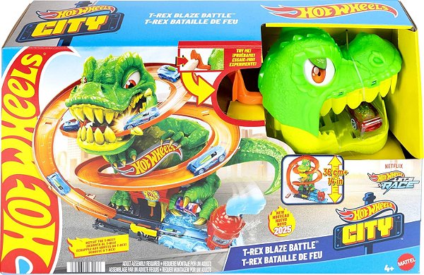 Hot Wheels City T-Rex Conjunto de Batalha Mattel JBM73