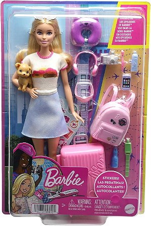 BONECA BARBIE MALIBU VIAJANTE COM ACESSORIOS HJY18