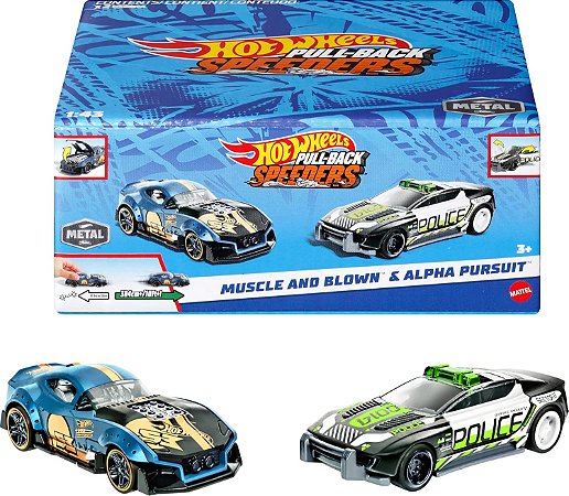 Hot Wheels Pullback Speeders Sortido com 2 Carrinhos Mattel HPR91