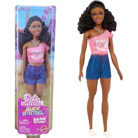 Boneca Barbie Detetive Malibu Praia Broocklyn Mattel JFV64