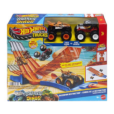 Hot Wheels Pista Monster Trucks Sharks vs Dinossauros  JFR07
