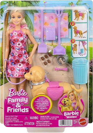 Boneca Barbie com cachorrinho Walk & Potty Pup Mattel JJB46