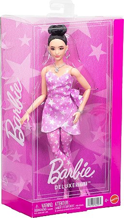 Boneca Barbie Deluxe Style Vestido Denim Rosa Mattel JJN71