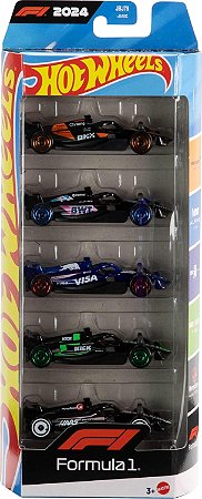 Hot Wheels Diecast Racing Pack com 5 carrinhos F1 Mattel JGF58