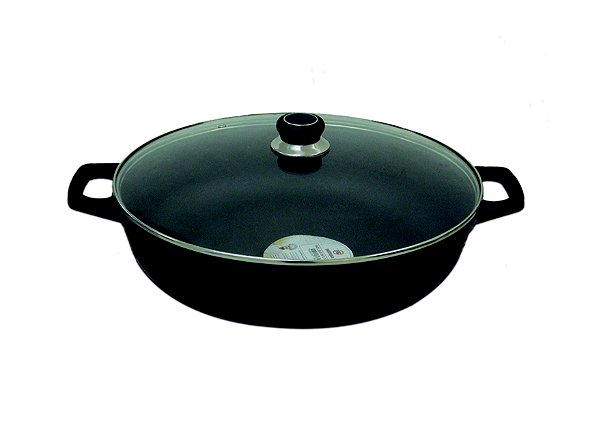 Paellera Ferro Fundido c/ Tampa Vidro 37cm FS 36 Santana cod 6557