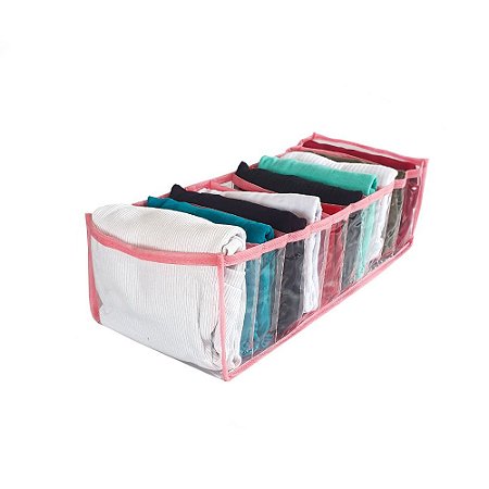 Colmeia Organizadora de Gavetas Transparente 10 Divisórias  P 14,5x34x10  Rosa 2784 123Organizei