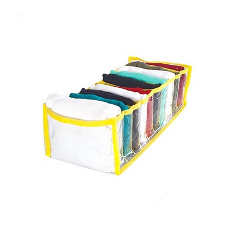 Colmeia Organizadora de Gavetas Transparente 10 Divisórias  P 14,5x34x10  Amarelo 2785 123Organizei