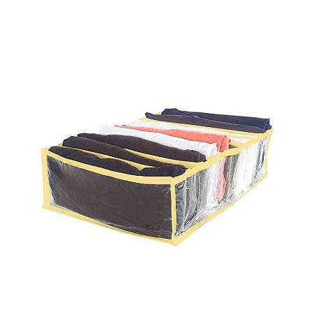 Colmeia Organizadora de Gavetas Transparente 10 Divisórias M 35x25x10 Amarelo 2787 123Organizei