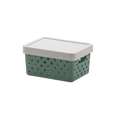 Cesto Caixa Organizadora C/Tampa 19x14x10 Quadratta Verde